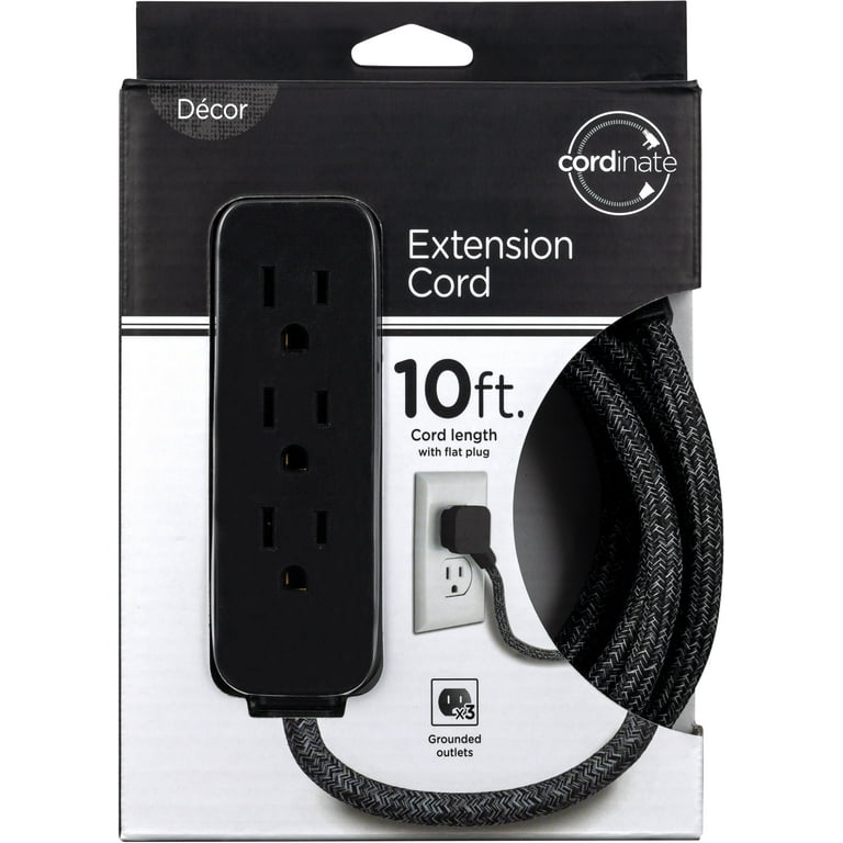 GE Extension Cord with Footswitch 3 Outlet Extension Cord with Multiple  Outlets with On Off Switch Perfect for Work from Home Essentials 9ft Power