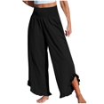 thumbnail image 1 of Ploknplq Wide Leg Pants Women,Palazzo Pants for Women,Womens Dress Pants,Fashionable High Waisted Pleated Irregular Cotton Linen Pants,Business Casual Outfits for Women,Pants for Women Black L, 1 of 9