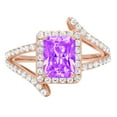 thumbnail image 3 of 1.935 ct Emerald Cut Natural Amethyst Solitaire with Simulated Diamond Accents 14K Rose Gold Womens Engagement Ring, 3 of 5