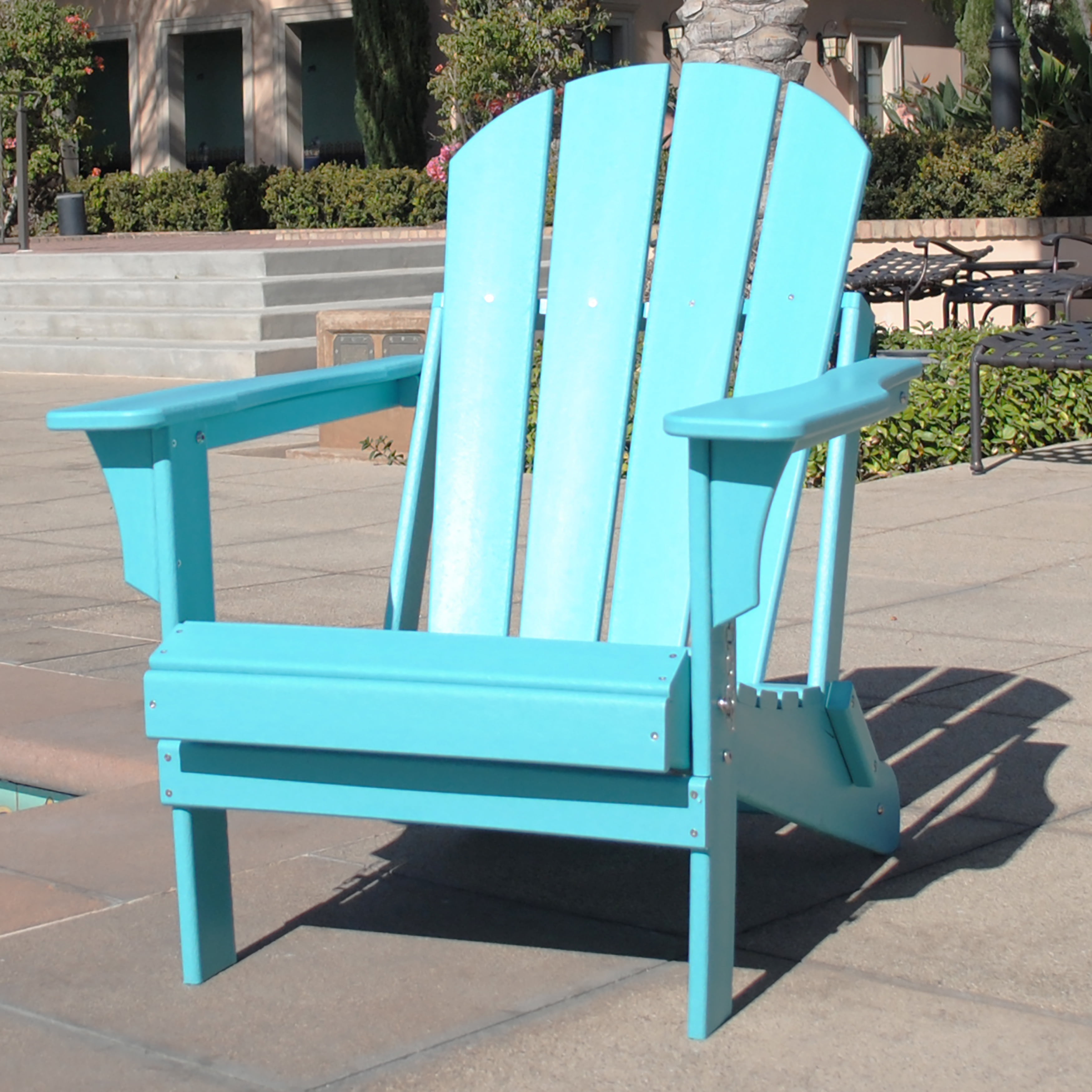Braxton Folding Plastic Adirondack Chair, Turquoise - Walmart.com
