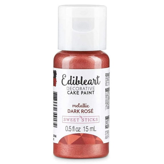 Sweet Sticks Edible Art Decorative Cake Paint 0.5 Ounce (15 Milliliters), Metallic Dark Rose