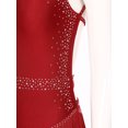 thumbnail image 6 of Haitryli Women Sleeveless Solid Gymnastics Leotard Cut Out Back Glitter Rhinestone Bodysuit Burgundy XXL, 6 of 7