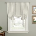 thumbnail image 2 of Sage Green Striped Tie Up Curtains 45 Inches Long, Kitchen Window Curtains Over Sink, Modern Boho Vertical Stripes Beige Small Window Curtains Shade Balloon Curtains Valances for Bedroom/Cafe 34"x45", 2 of 8