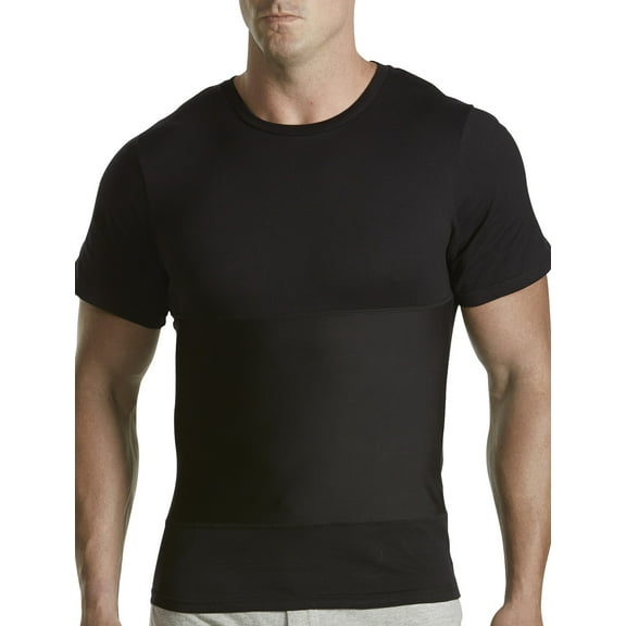 Harbor Bay by DXL Big and Tall Men's Shapewear Crewneck T-Shirt, Black, 1XL