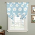 thumbnail image 2 of Retro Daisy Tie Up Curtain 45 Inches Long, White Floral Blue Backdrop Balloon Style Kitchen Window Curtain Over Sink, Small Window Rod Pocket Curtain 52"x45", 2 of 9