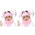 thumbnail image 6 of Eoperou Kids Hat Cute Hare Ears Embroidery Face Soft Plush Thicker Keep Warm Integrated Winter Thermal Girls Neck Warmer Cap for Outdoor, 6 of 8