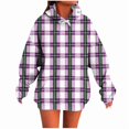 thumbnail image 4 of Sakmal Purple Hooded Sweatshirts Women Drawstring Sweatshirts Plaid Soft Hoodies for Women, 4 of 5