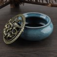 thumbnail image 4 of Handmade Ceramic Cigarette Incense Burner with Antique Alloy Cover(Sky Blue), 4 of 7