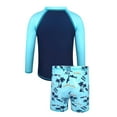 thumbnail image 2 of lnmuld Boys' UPF 50+ Long Sleeve Rash Guard and Swim Trunks Set with & Tropical Print Two Piece Swimwear Size:4-5 Years, 2 of 9
