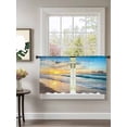 thumbnail image 2 of Ocean Sunrise Sunset Sheer Curtains 2 Panels Set Beach Waves Sea Scenery Lihgt Filtering Rod Pocket Voile Drape, Semi Sheer Window Curtains for Bedroom Living Room, 52"x54", 2 of 5