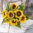 thumbnail image 6 of Washranp 10.63inch Artificial Large Sunflowers Flowers,Faux Silk Yellow Sunflower with Leaf Stems Bulk for Outdoor Wedding Bouquet Floral Arrangement, 6 of 6