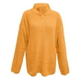 thumbnail image 7 of ManxiVoo Long Sleeve Quarter Zip Turtleneck Pullover Sweater for Women Cozy Comfortable Everyday Wear XXL Size Yellow, 7 of 7