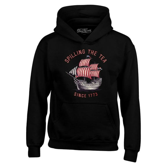 Shop4Ever Men's Spilling The Tea Since 1773 Hooded Sweatshirt Hoodie XXXX-Large Black