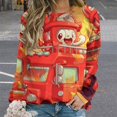 thumbnail image 2 of Fire Engine Car Truck Women's Floral Printed Sweatshirt Long Sleeve Crewneck Casual Loose Vintage Graphic Pullover Tops, 2 of 7