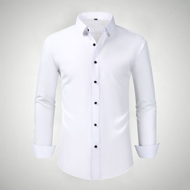 Blusa y camisa de manga larga con cuello vuelto para hombre, estilo informal, a la moda, con botones y solapa, transpirable, de poliéster