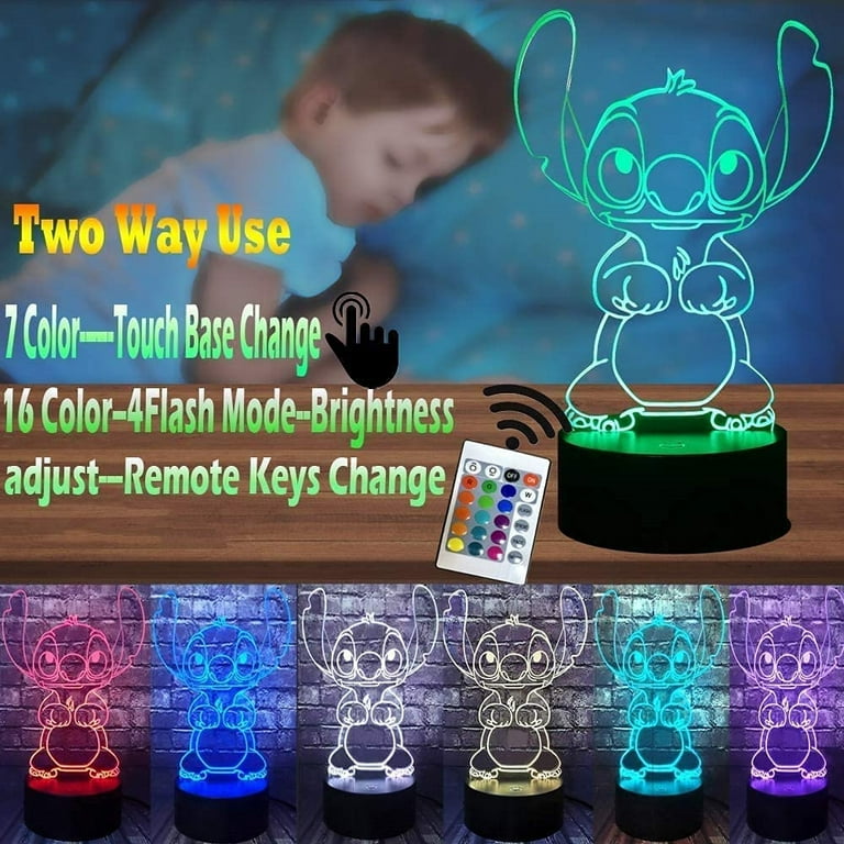 Qzbon Stitch Light, 16 Color Change with Remote Touch Anime Lamp, LED Night Light for Kids Toys, Birthday Gifts, Room Decor, Style 1