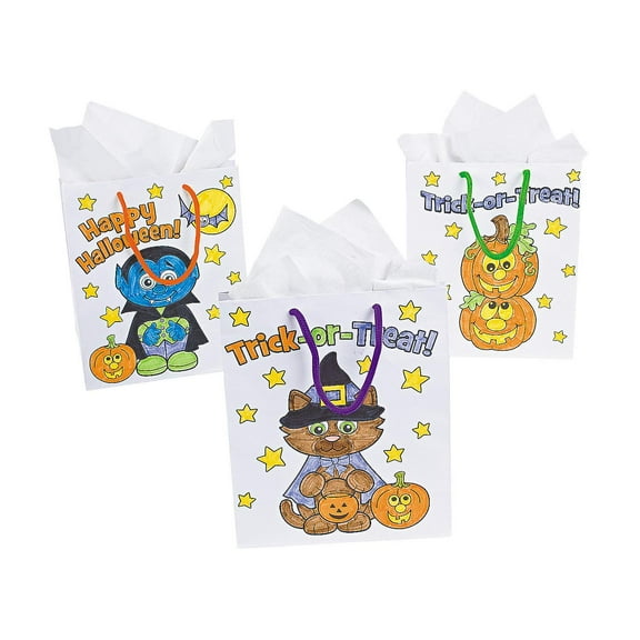 Color Your Own Halloween Bags - Craft Kits - 12 Pieces