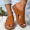 thumbnail image 2 of LOVZFMLL Sandals for Women 2025 Summer Cut Out Clogs Sandals Slip On Open Toe Walking Wedge Sandals Outdoor Beach Vacation Shoes Brown 5.5, 2 of 9