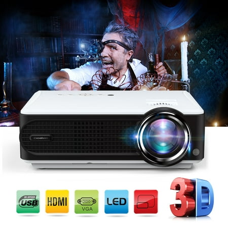 Excelvan P4 Multimedia Projector 2600 Lumens 2000:1 Contrast Ratio Support 1080P VGA HDTV USB Interfaces For Home