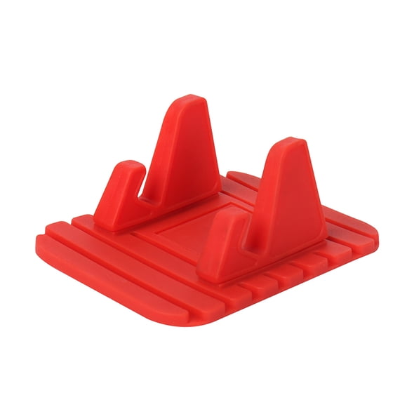 Multifunctional Vehicle Mounted Mobile Phone Navigation Support Holder Silicone Car Dashboard GPS Desktop Stand Bracket for Smart Phones (Red)