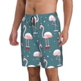 thumbnail image 2 of Kdxio Flamingo Pattern Mens Casual Shorts - Drawstring Summer Beach Sports Shorts for Men, 2 of 9