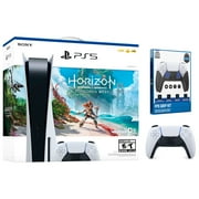 Sony Playstation 5 Disc Horizon Forbidden West Console Bundle with Extra White Dual Sense Controller and Grip Kit Accessory