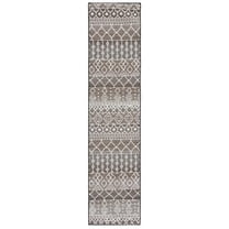 SAFAVIEH Havana Mario Geometric Indoor/Outdoor Runner Rug, Brown/Ivory, 2'2" x 9'