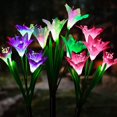 thumbnail image 1 of Jardín de luz solar, 3 paquetes de luces solares al aire libre, lámpara de jardín Lily luces solares con flor más grande y panel solar más amplio compatible con decoración de jardín Afortunado Sencillez, 1 of 5