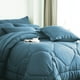 thumbnail image 3 of HIG Juego de Edredón Moderno de 8 Pzas con Sábanas para Todas las Estaciones, en una Bolsa, Azul Polvoriento, Tamaño King, 3 of 11