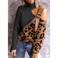 thumbnail image 3 of Womens Cold Shoulder Oversized Turtleneck Sweaters Long Sleeve Chunky Solid Color Knitted Pullover Outwear Coat, 3 of 4