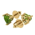 thumbnail image 2 of 14K Solid Gold Screw Back Stud Earrings for Women | 1 cttw Heart Cut Natural Peridot | Yellow Gold, 2 of 5