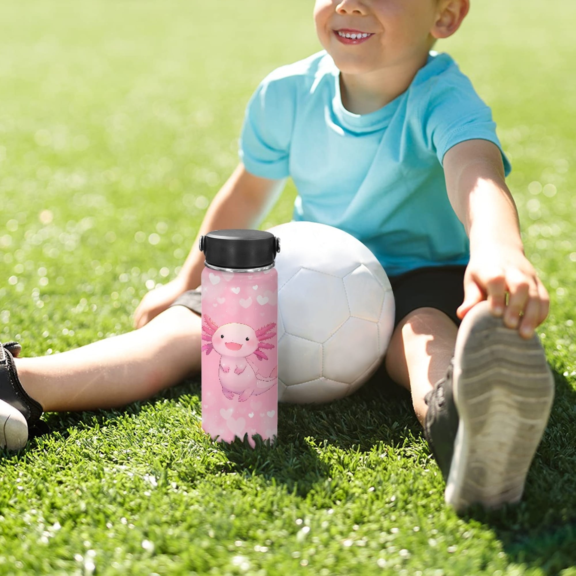SEANATIVE Pink Axolotl Water Bottles 18 oz Insulated Stainless Steel Water Bottle Vacuum Insulated Keep Hot and Cold for Workout Travel Sports Camping Birthday Gifts
