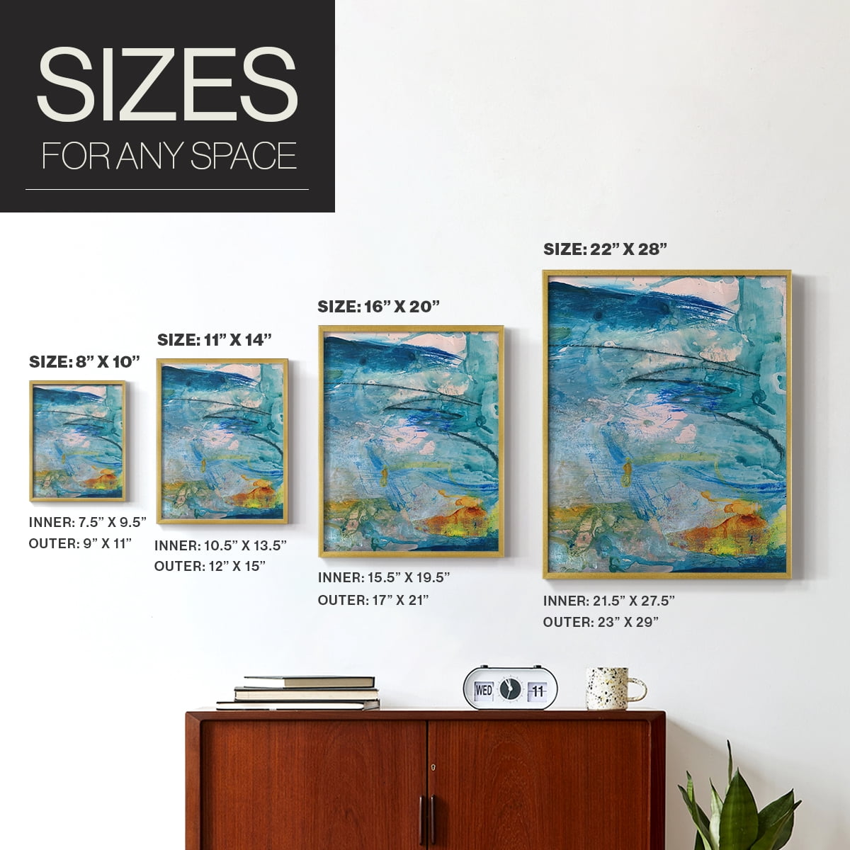 Spring Winds V in Gold Solid Wood 16 x 20 Framed Print