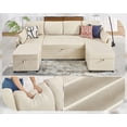 thumbnail image 6 of Roomy Homy Sleeper Sofa, 110 inch Oversize - 2 in 1 Pull Out Bed, Sectional Sleeper Sofa with Double Storage Chaise for Living Room, Beige Chenille Couch, 6 of 8