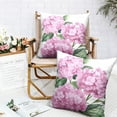 thumbnail image 6 of Pink Hydrangea Pillow Covers 18x18 Set of 2 Spring Summer Decorative Pillow Covers Flower Throw Pillow Case Square linen Cushion Case for Outdoor Living Room Couch Sofa, 6 of 6