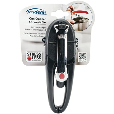 Trudeau Maison Stress Less Safety Can Opener-Black & Silver