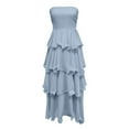 thumbnail image 3 of Women's Strapless Ruffle Tiered Maxi Dress Summer Elegant Bodycon Backless Flowy Gown Formal Evening Dress Casual Summer Dress Women Dressy Fall Dresses for Women Dresses for Women for Work Split, 3 of 5