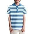 thumbnail image 4 of YMNXA Kids Boys Polo Shirt With Pocket Short Sleeve Lapel Striped Print Soft Comfortable Breathable Tee Top For Casual Daily Wear,Blue,7-8 Years, 4 of 5