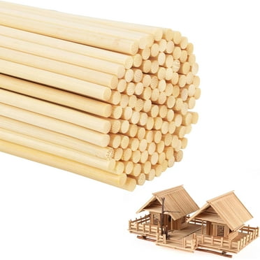 200PCS Wooden Dowel Rods, 1/8 x 12 Inch Round Unfinished Bamboo Dowel Rods, Wood Crafts Sticks Doweling Rods for Crafts and DIYers Arts Projects