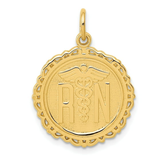14k Registered Nurse Disc Charm in 14k Yellow Gold