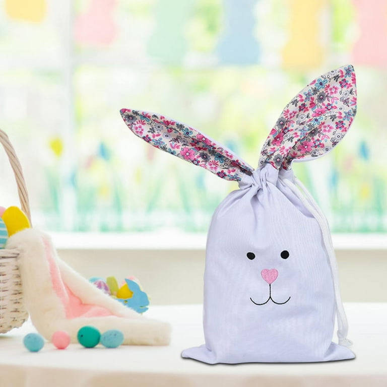Hxoliqit Easter Drawstring Bag Cute Rabbit Gift For Easter Use For Decor Easter Bunny Drawstring Bags Large Easter Burlap Bags With Rabbit Ears Bags Bunny Gift Candy Storage For Kids Easter Party