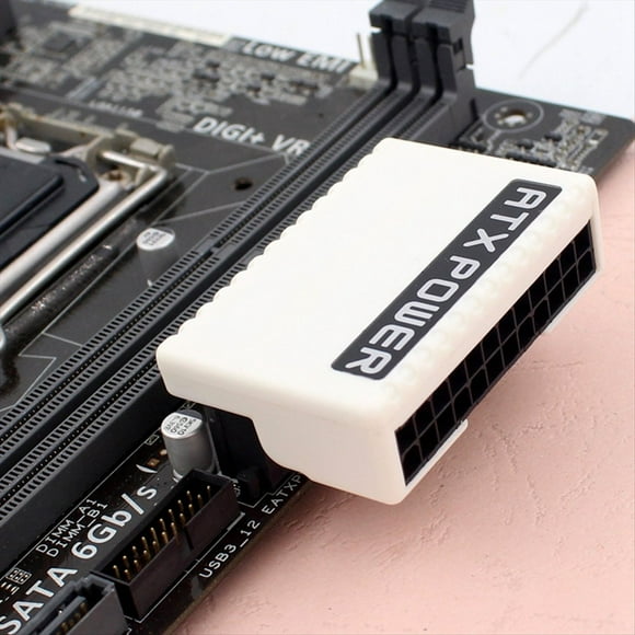 ATX 24 Pin Adaptador de Enchufe de Alimentación de 90 Grados Placa Base Cable de Fuente de Alimentación Modular para Cables de Fuente de Alimentación Negro
