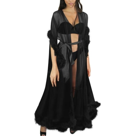 H Cup Bras for Women 38g Bras for Women Full Coverage Women Fashion Sexy Robe Long Lingerie Nightgown Bathrobe Sleepwear Feather Bridal Robe Lace Lingerie