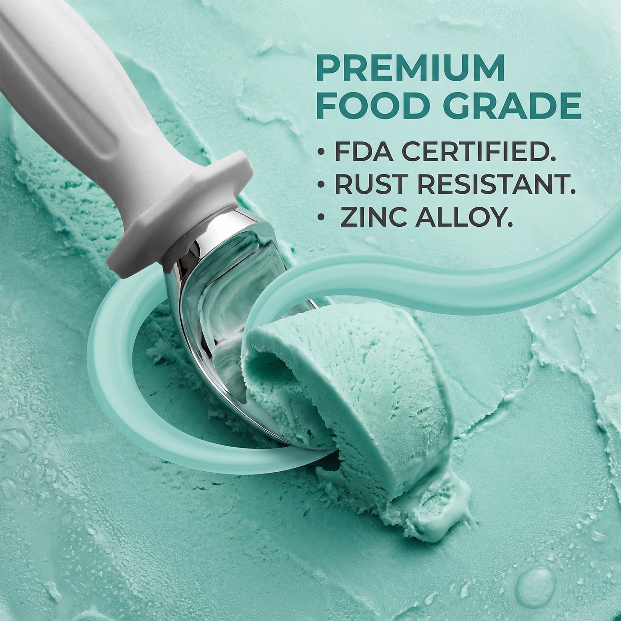 Unique Bargains Zinc Ice Cream Scoop with Ergonomic Handle for Gelato Grey 8.7in