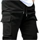 thumbnail image 4 of Pantalones de trabajo para hombre, holgados, de alta elasticidad, con múltiples bolsillos y pierna recta, largos y largos., 4 of 5