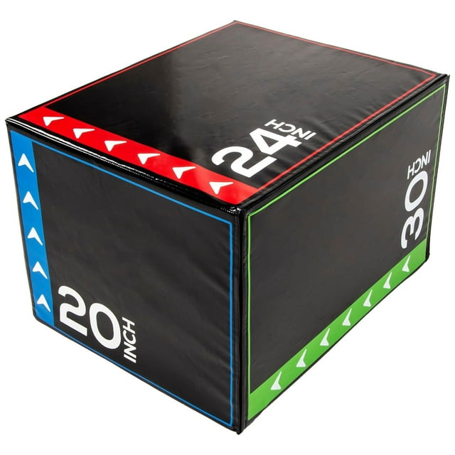 BalanceFrom Foam Plyometric Jump Box with 20”, 24”, and 30” Heights, 16 lbs, Multicolored