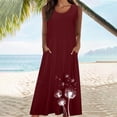 thumbnail image 4 of gakvbuo Summer Tank Dress For Women Maxi Dress Sundress Linen Dress Women's Summer Casual Solid Color Sleeveless Round Neck Pocket Dress Skirt, 4 of 6
