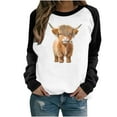 thumbnail image 2 of Fznquz Cute Womens Crewneck Sweatshirt Fall Winter Casual Black Sweatshirt Funny Animal Print Long Sleeve Winter Clothes, 2 of 4