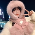 thumbnail image 3 of AJGRHE Winter Warm Hat And Scarf Thickened Earflap Cap For Cold Weather Light Pink2 One Size, 3 of 3