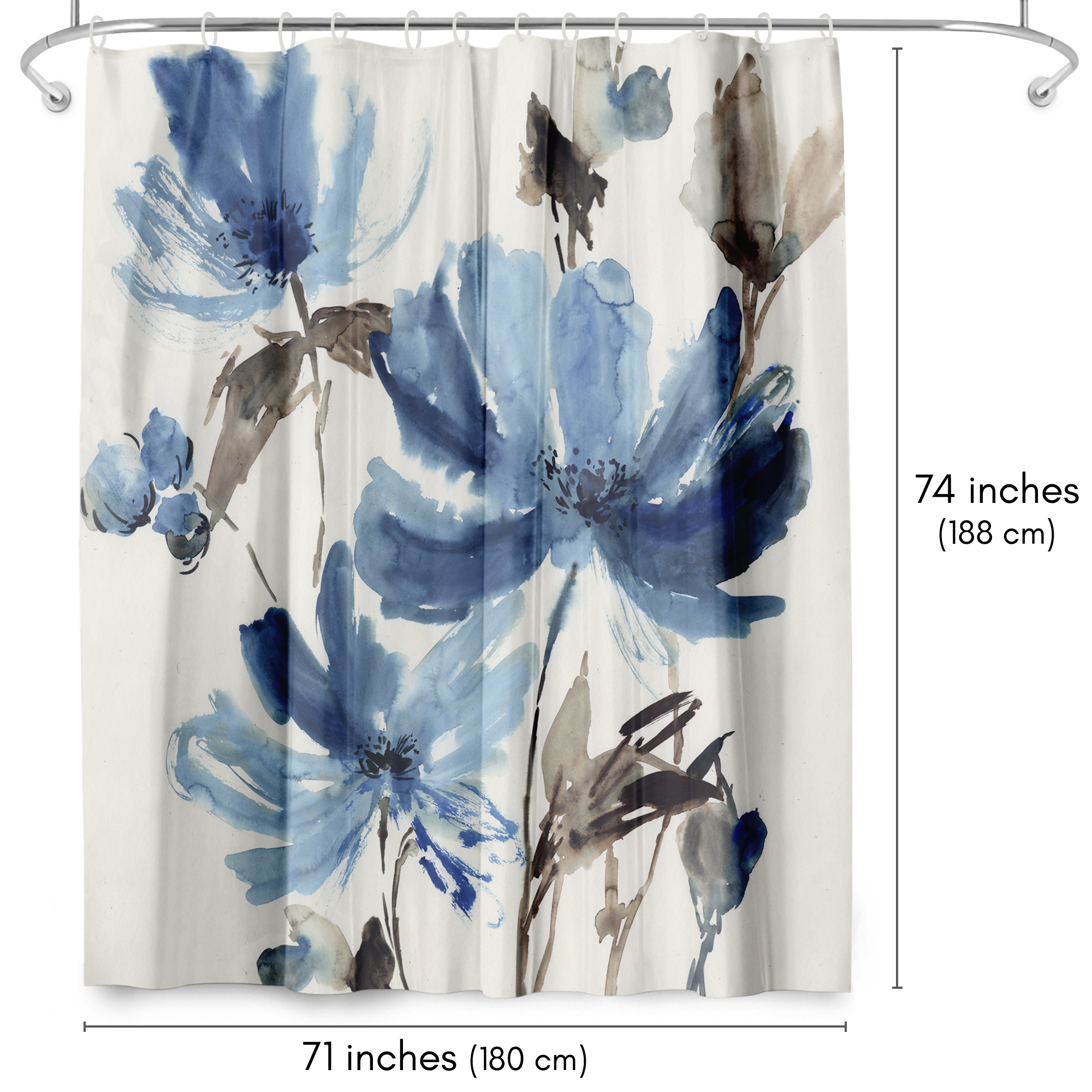 Americanflat 71" x 74" Shower Curtain, Blissful Blue by PI Creative Art